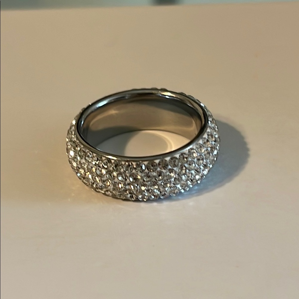 Titanium Elegant Silver Sparkly Ring - image 4
